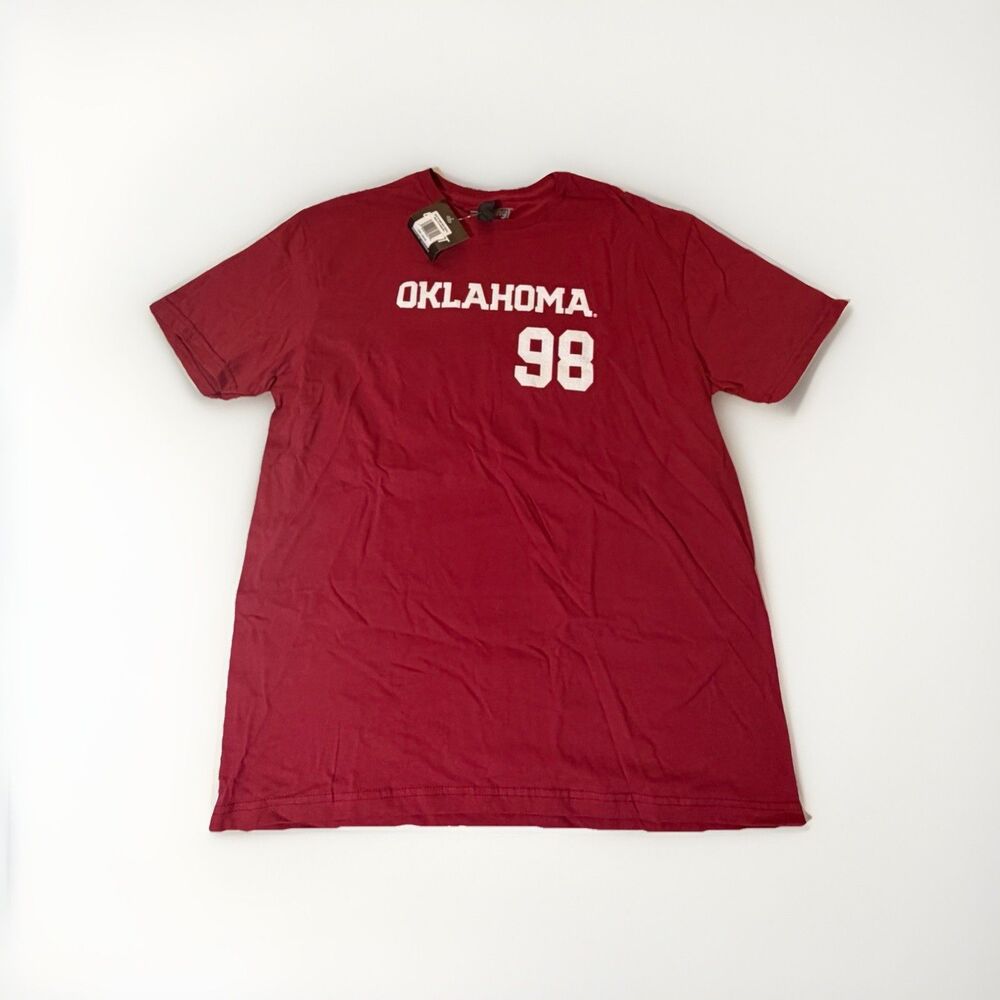 NWT BreakingT Oklahoma Sooners Ethan Bahl #98 T Shirt Red Size Large NIL
